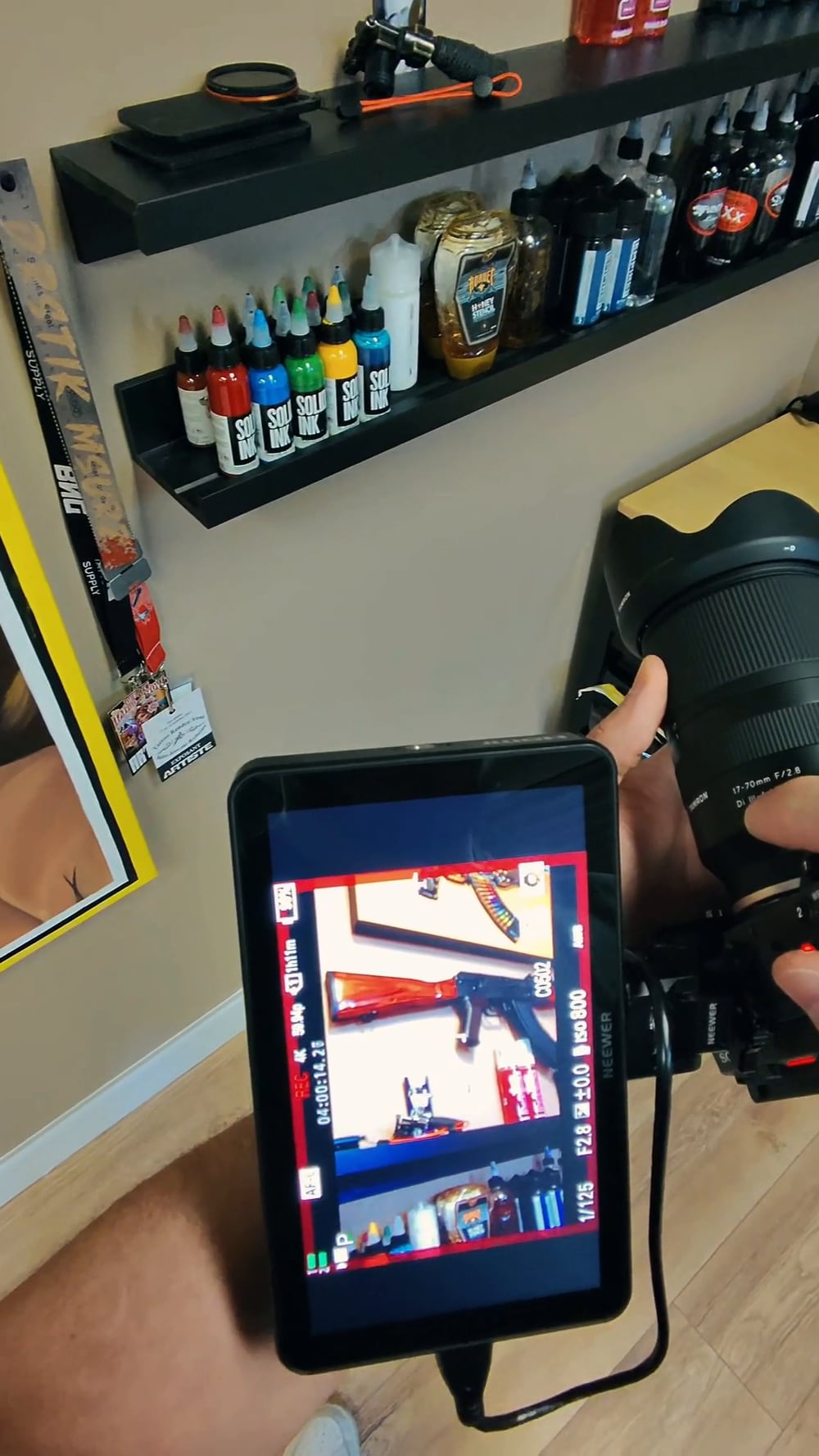 Objectif Tamron monté sur caméra
