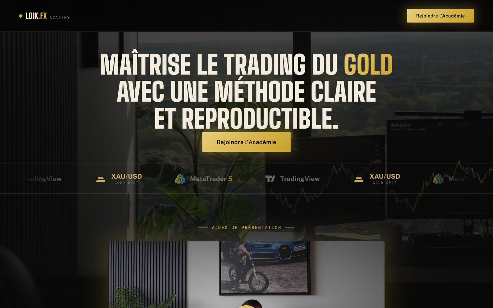 Page d'accueil du site Loik.fx Academy