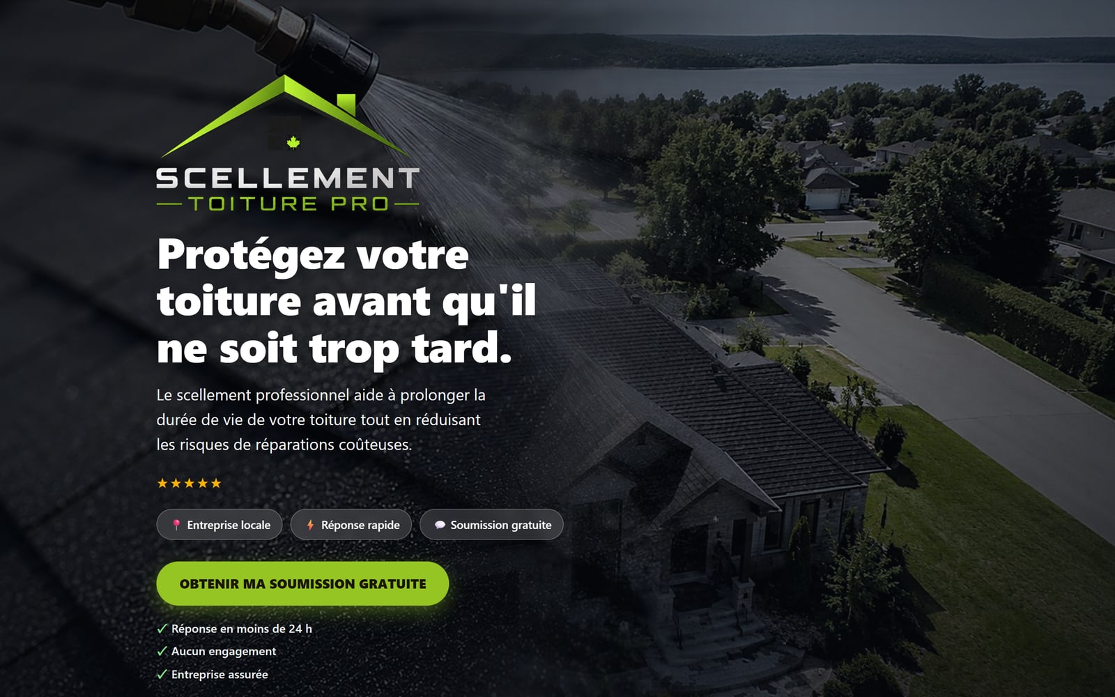 Page d'accueil du site Scellement Toiture Pro